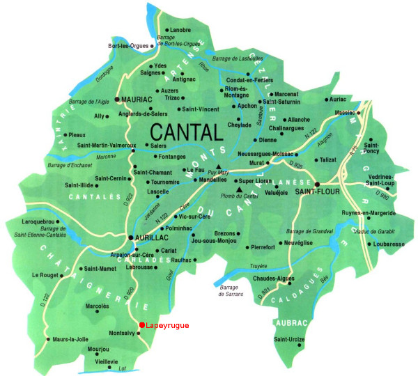 Carte Cantal Lapeyrugue